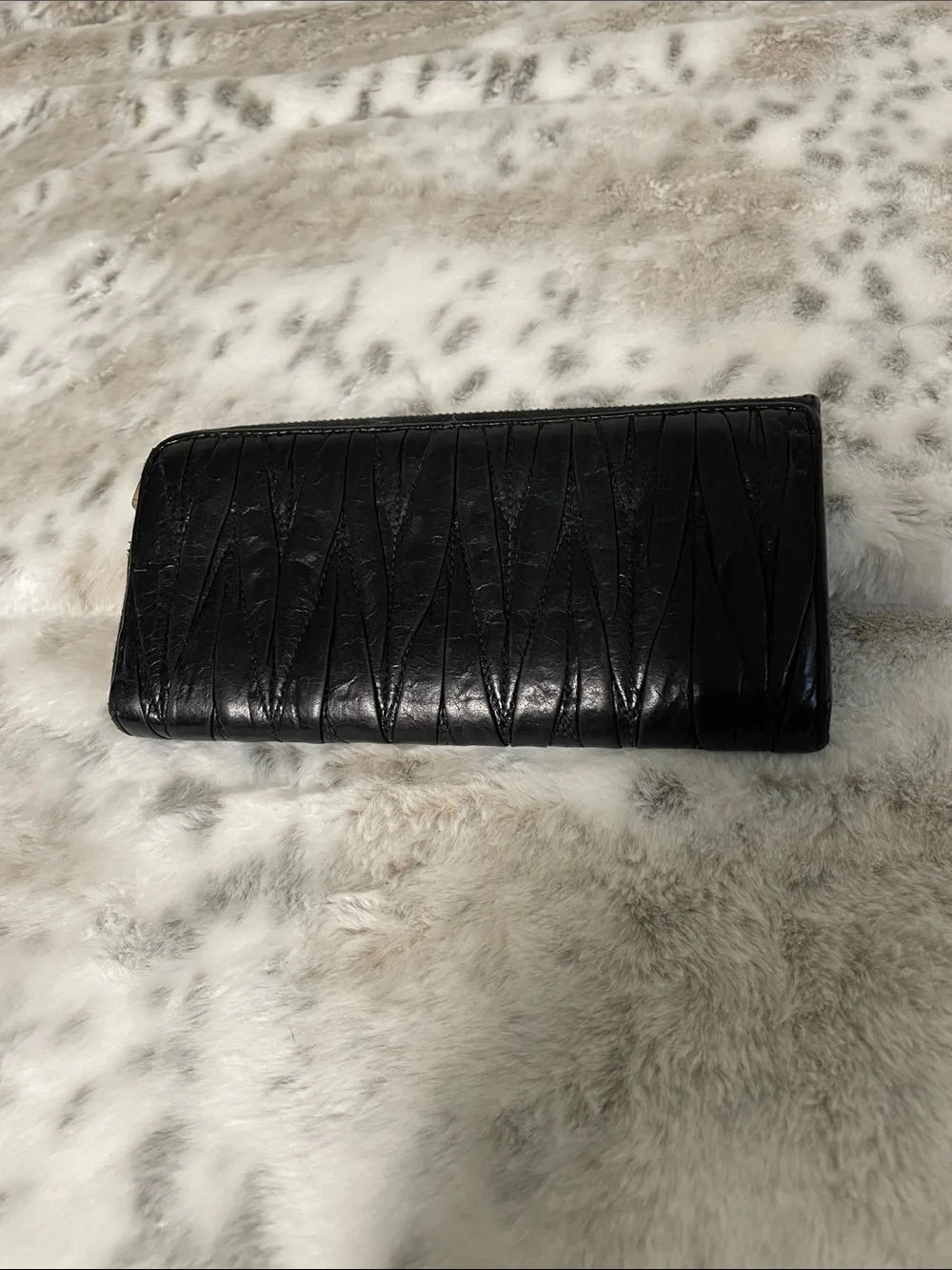 Miu Miu Black Quilted Zip-Around Wallet with Gold Logo
